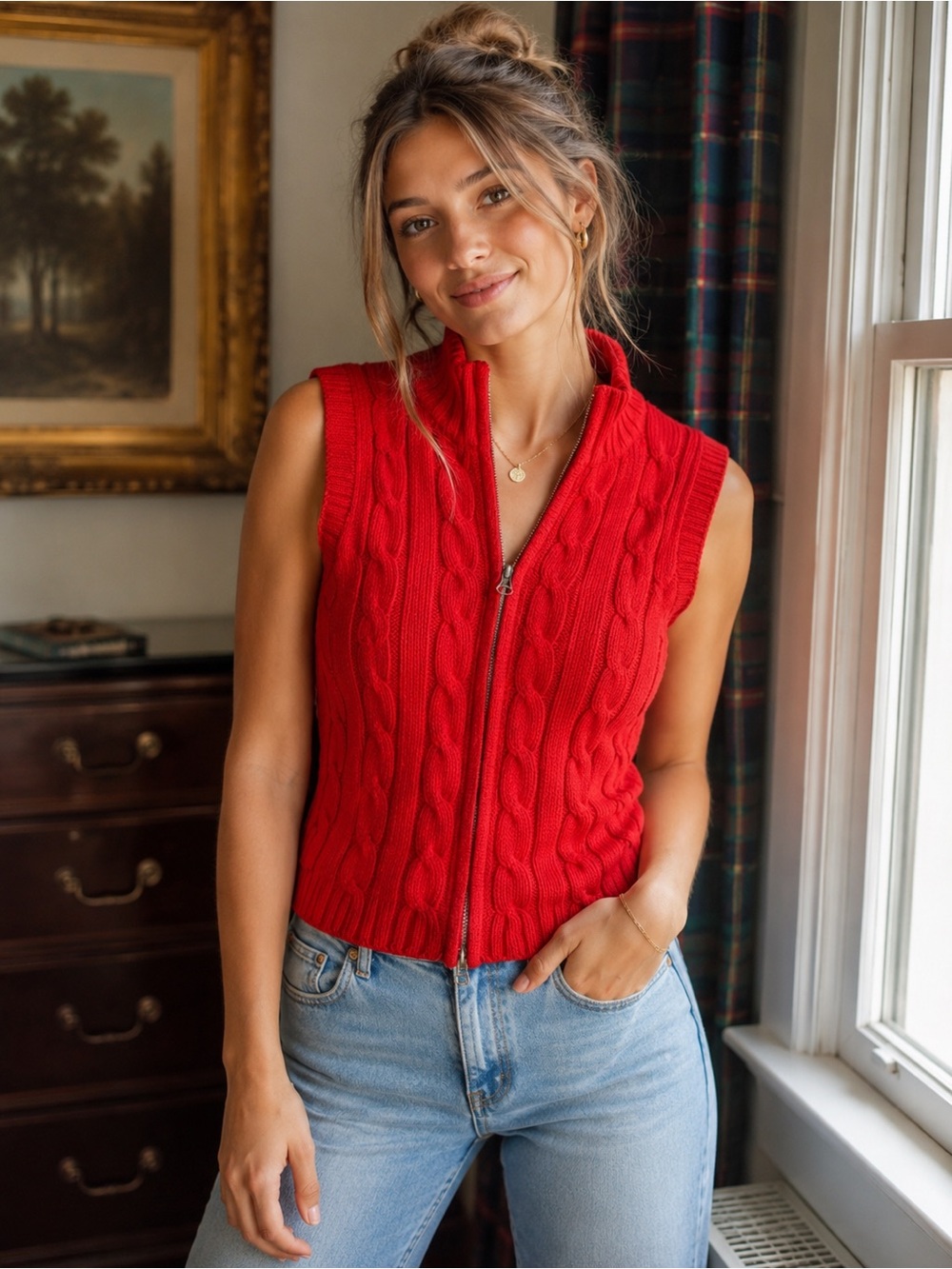 Vintage Cable Knit Sweater Vest Coquette Old Money Preppy